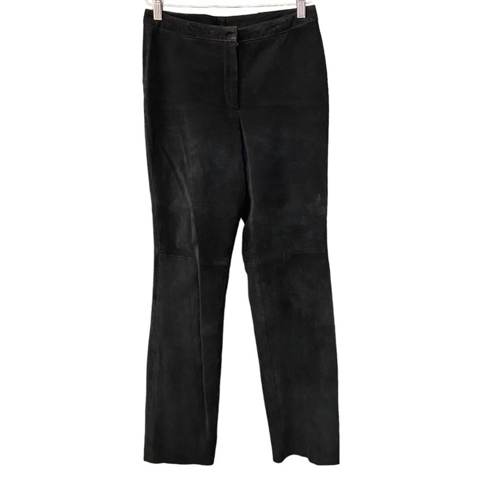 Vintage Y2K  black suede leather bootcut mid rise  pants size 4 moto goth punk
